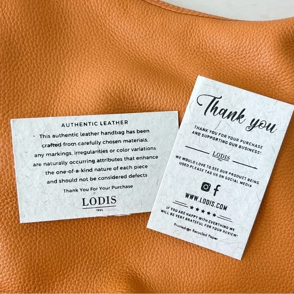 Lodis NWT $158 Daria Pumpkin Orange Authentic Pebbled Leather Crescent Hobo Bag - Picture 9 of 9